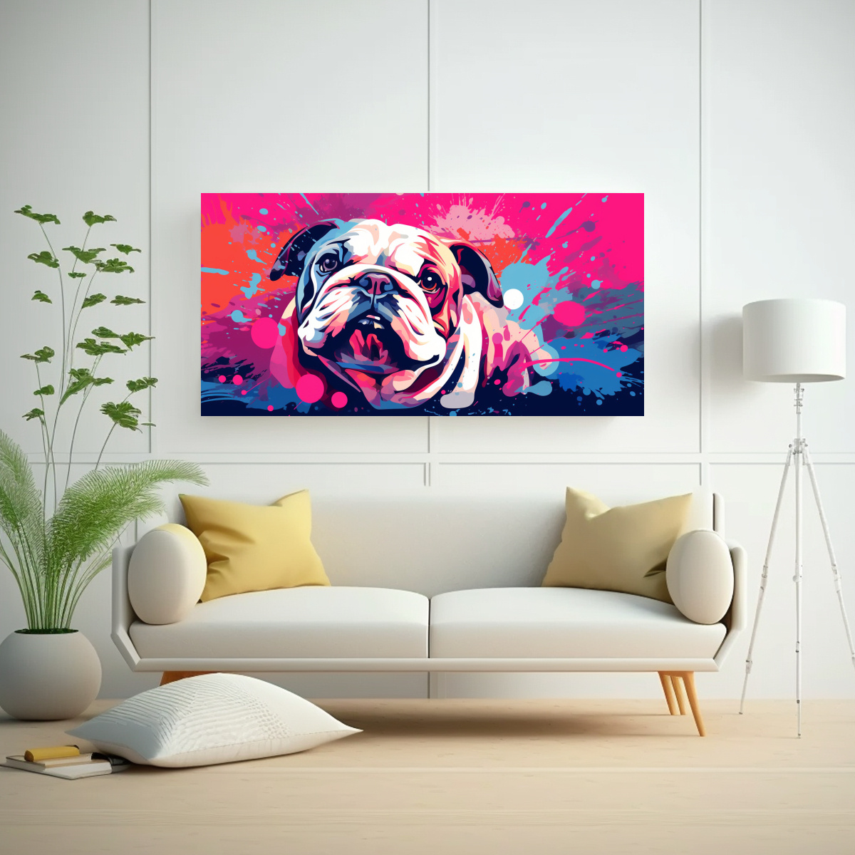 cuadro-acuarela-lineal-bulldog-en-colores-rosa-estilo-neo-pop-art-1