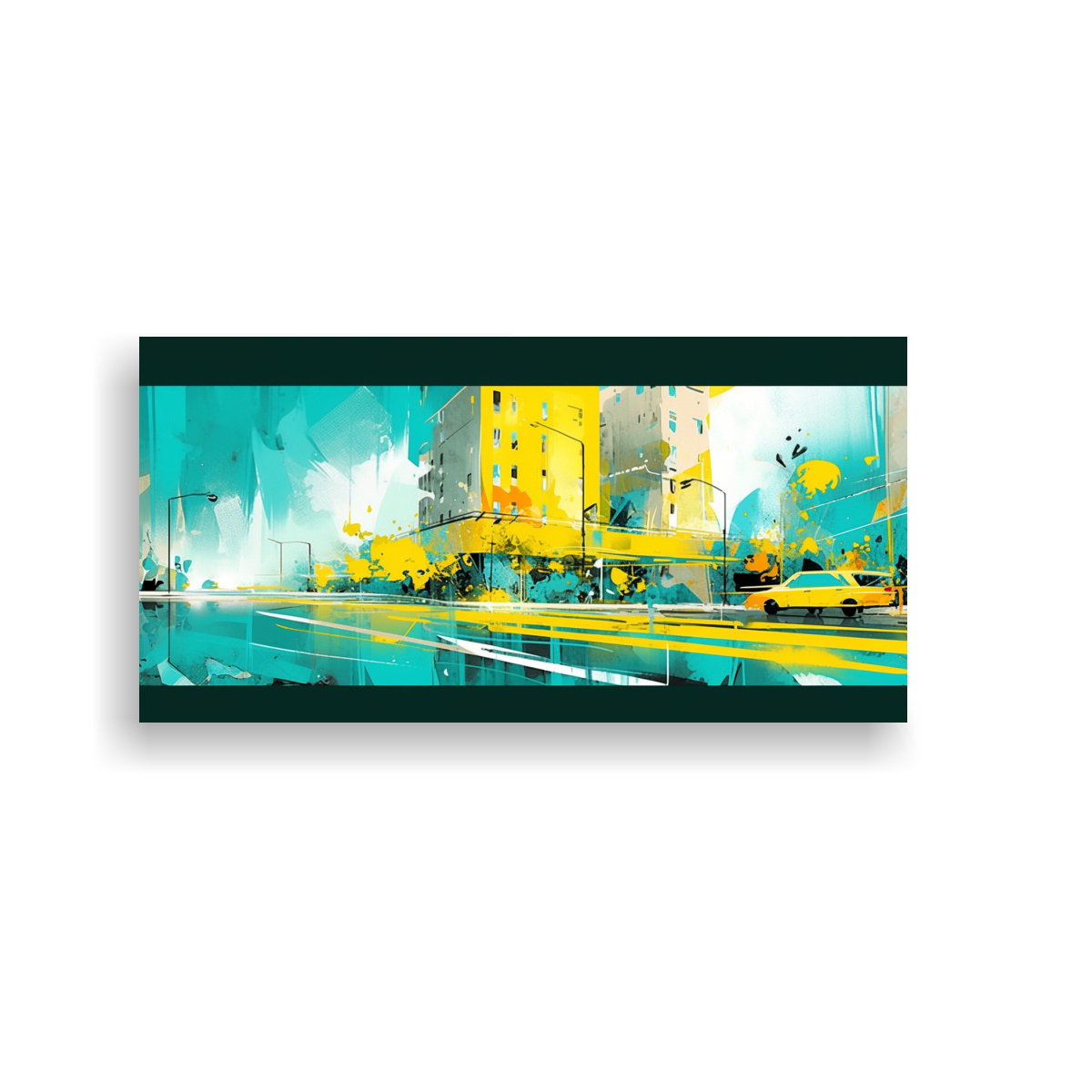 cuadro-alta-calidad-expresividad-ciudad-de-santiago-en-chile-en-colores-amarillo-y-turquesa