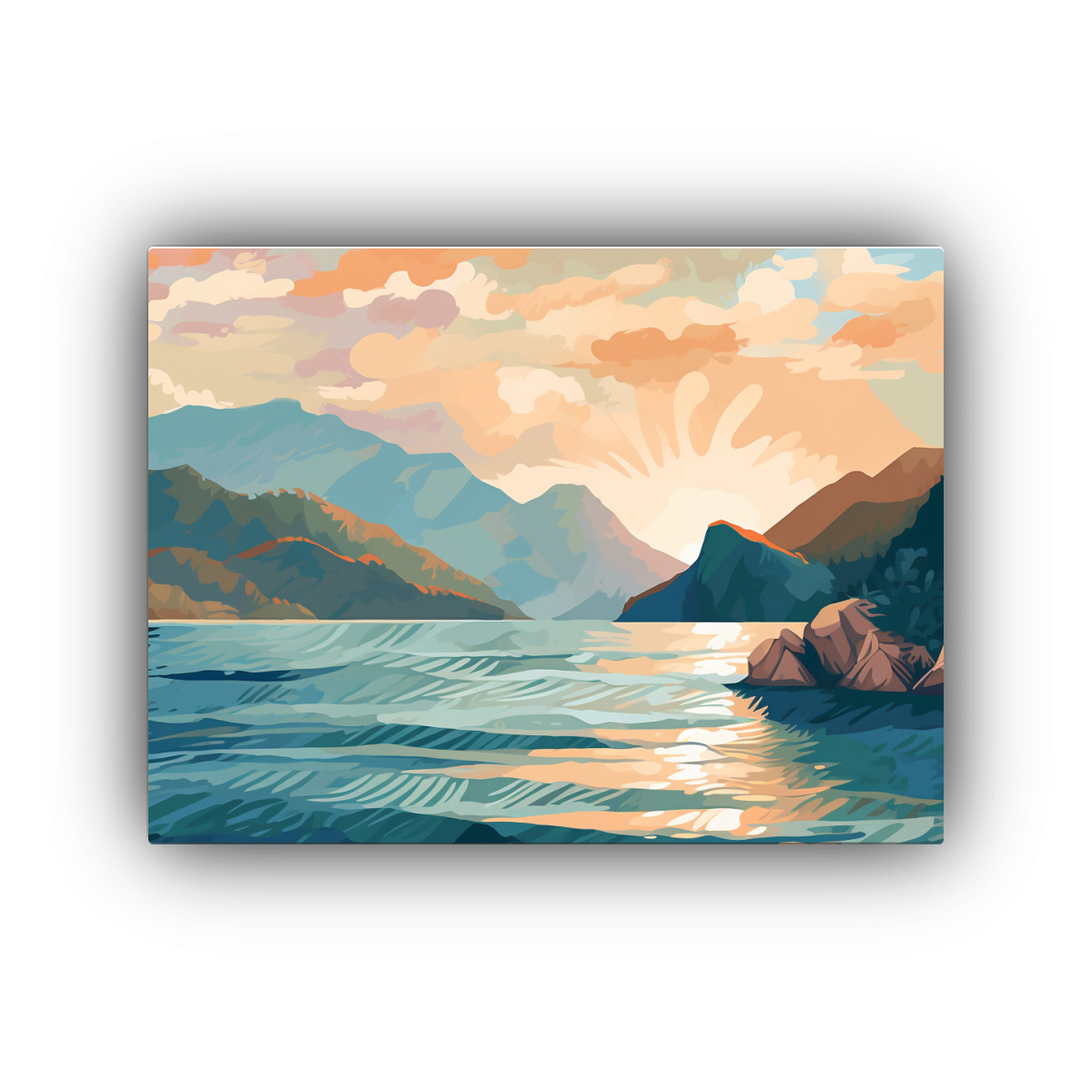 Cuadro Sobre Vidrio 140x50cm Cuadros Pared Oeste El Sol Playa Wall Art