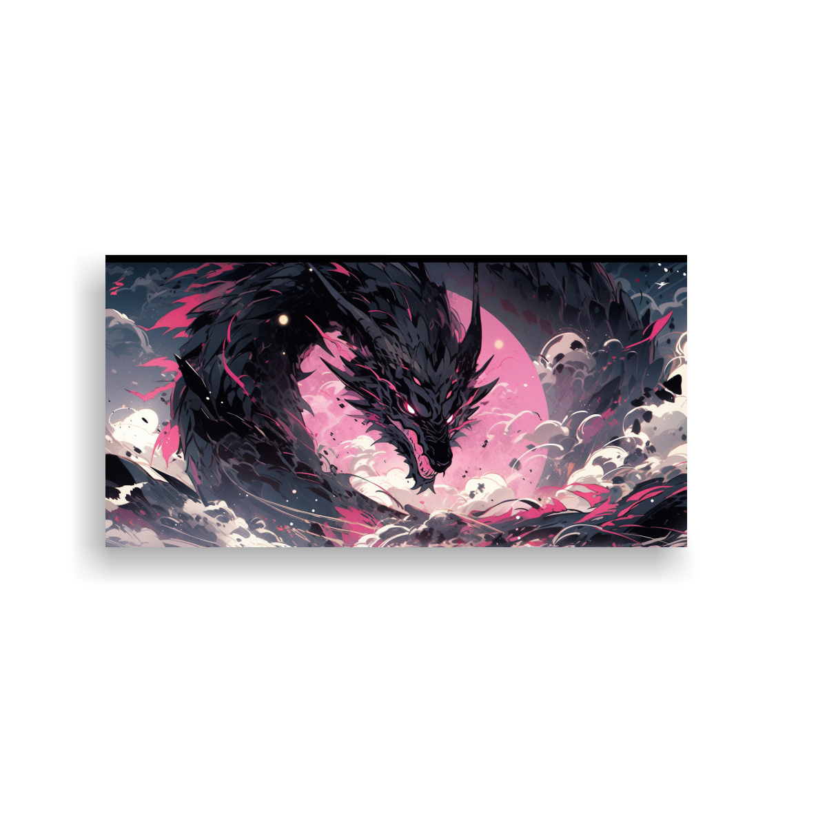 cuadro-bastidor-inspiracion-dragon-en-negro-y-rosa-atmosfera-neonoir