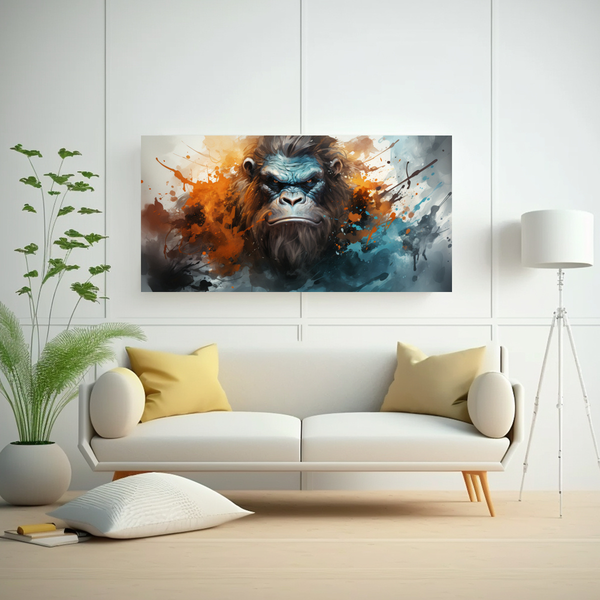 cuadro-canvas-figuras-yeti-en-acuarelas-y-colores-bronce-neo-pop-art-1