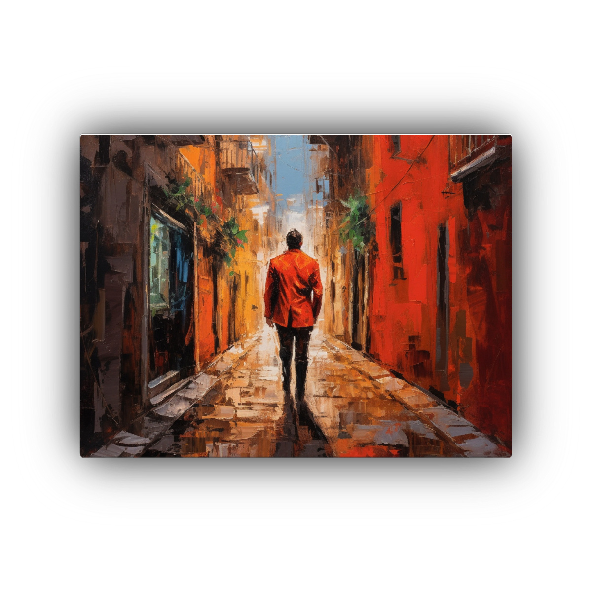 cuadro-de-arte-en-lienzo-con-hombre-de-pantal-n-rojo-caminando-por-callej-n