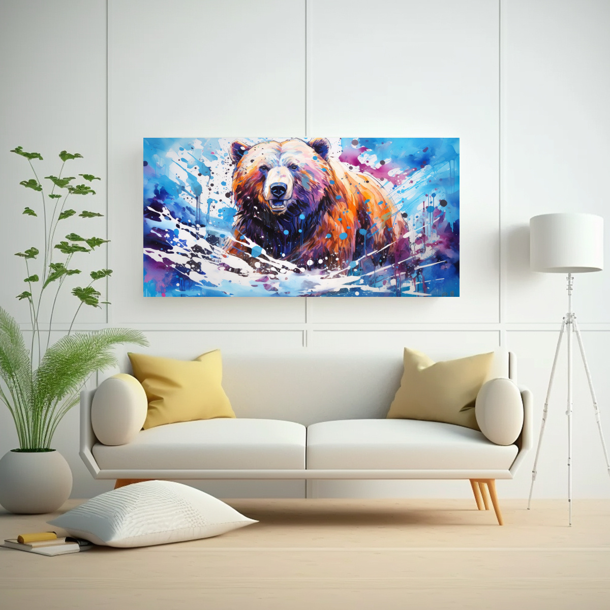 cuadro-de-tela-con-tem-tica-econ-mica-oso-pardo-en-colores-ricos-y-azul-pizarra-neo-pop-arte-1