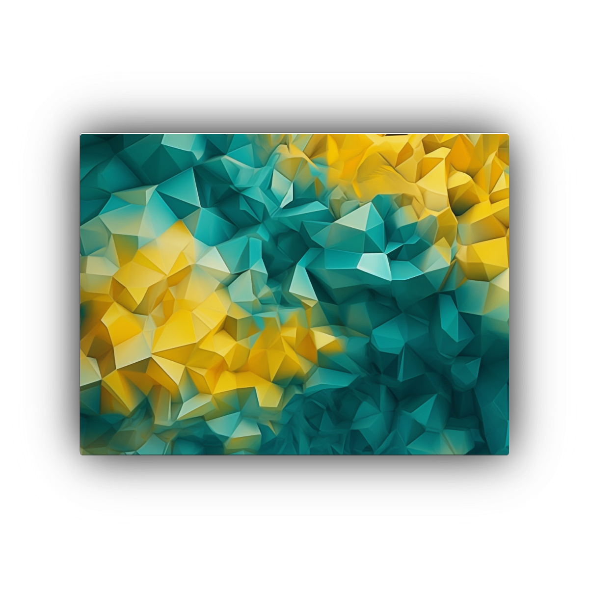 cuadro-de-tela-geom-trico-en-amarillo-y-verde-azulado