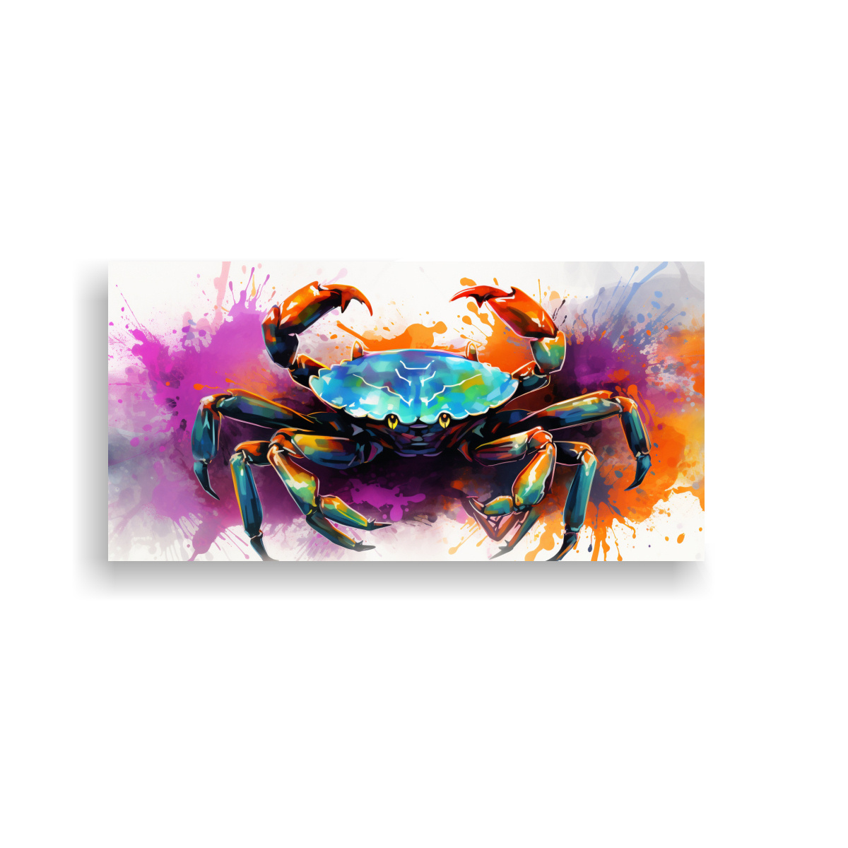 cuadro-de-tela-l-neas-brillantes-cangrejo-en-colores-crom-ticos-y-carb-n