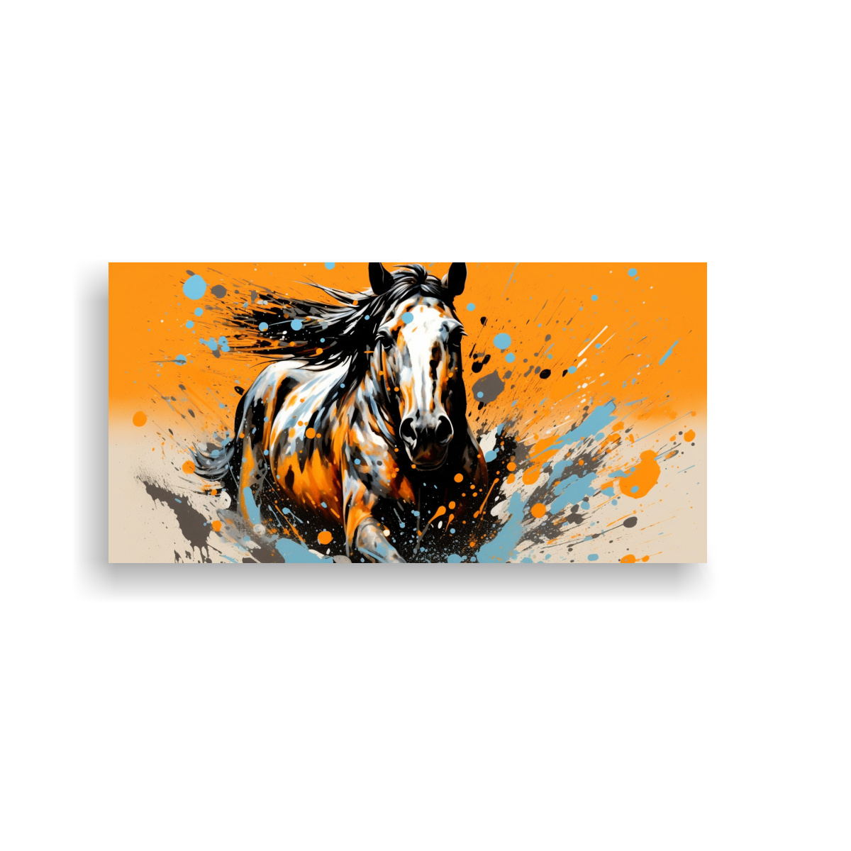 cuadro-de-tela-moderno-caballo-appaloosa-en-colores-naranja-y-negro-neo-pop-arte