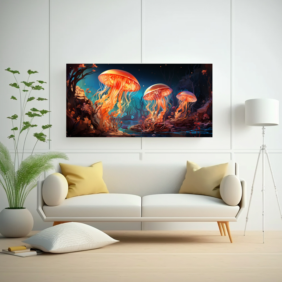 cuadro-decorativo-alegre-medusa-en-colores-deslumbrantes-y-marrones-arte-pop-neo-1-1