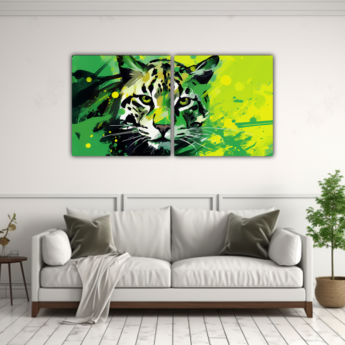 cuadro-decorativo-arte-de-pared-en-tonos-verdes-de-gato-salvaje-neo-pop-1-1