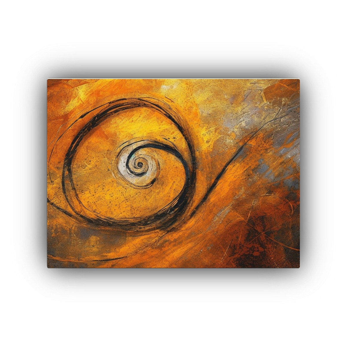 cuadro-decorativo-con-flor-naranja-y-remolinos-en-blanco