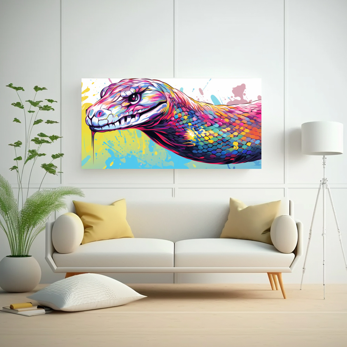 cuadro-decorativo-vida-de-anaconda-en-colores-arco-ris-y-pastel-neo-pop-arte-1