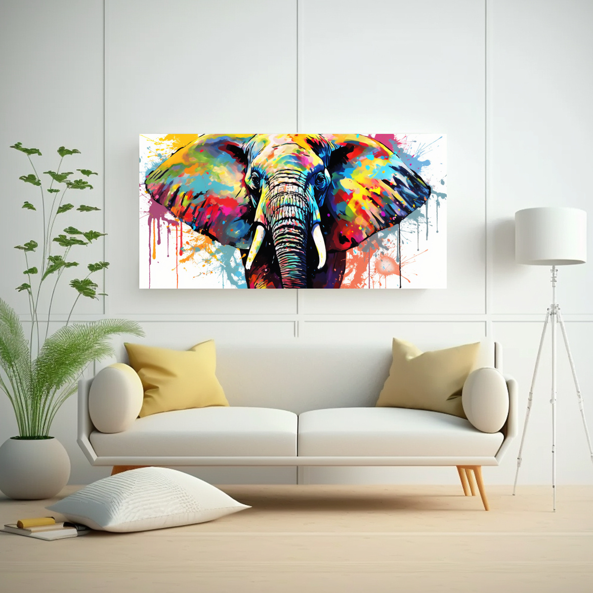 cuadro-elefante-sabana-arco-ris-y-negro-estilo-neo-pop-1