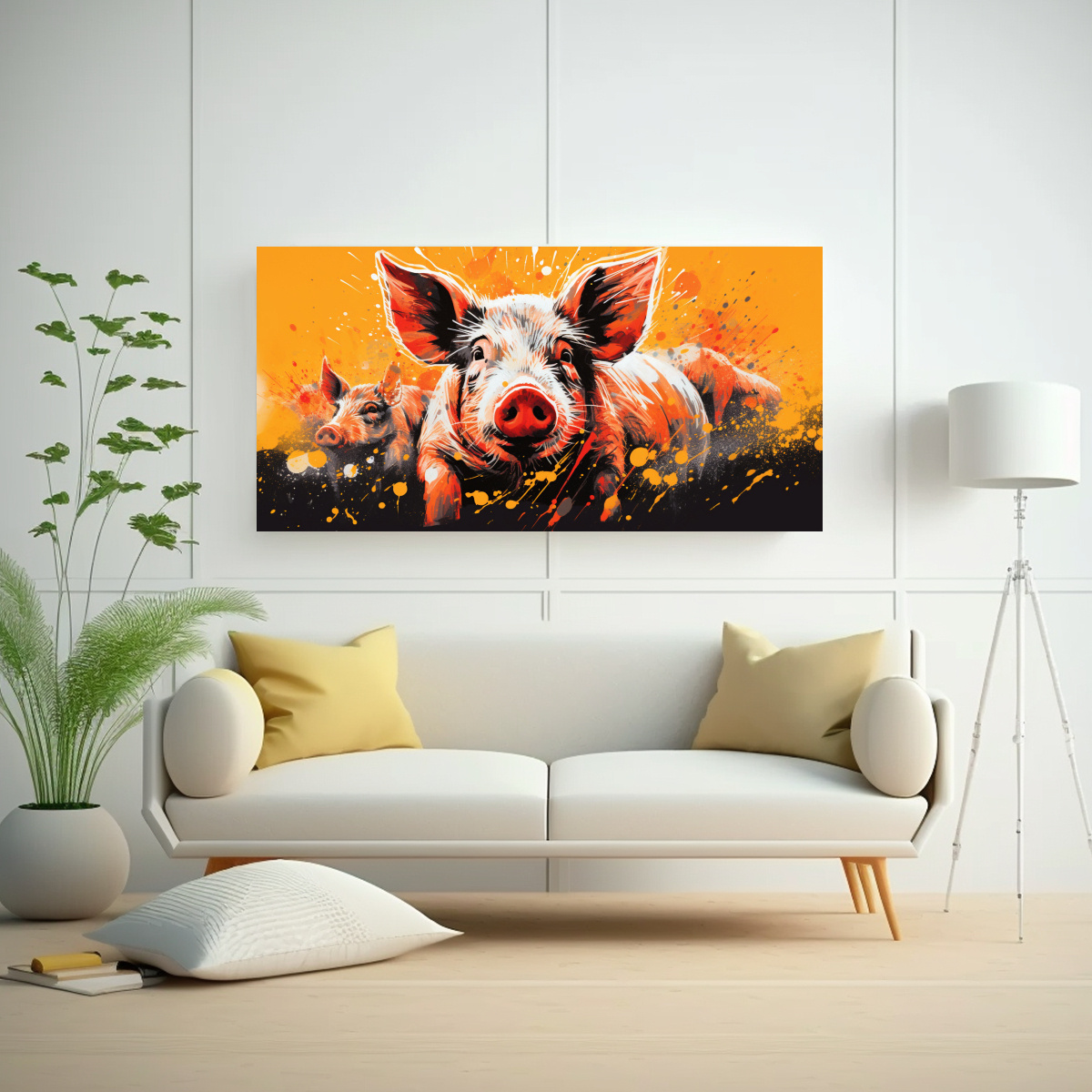 cuadro-en-bastidor-pigs-vibrantes-y-naranjas-estilo-neo-pop-art-1
