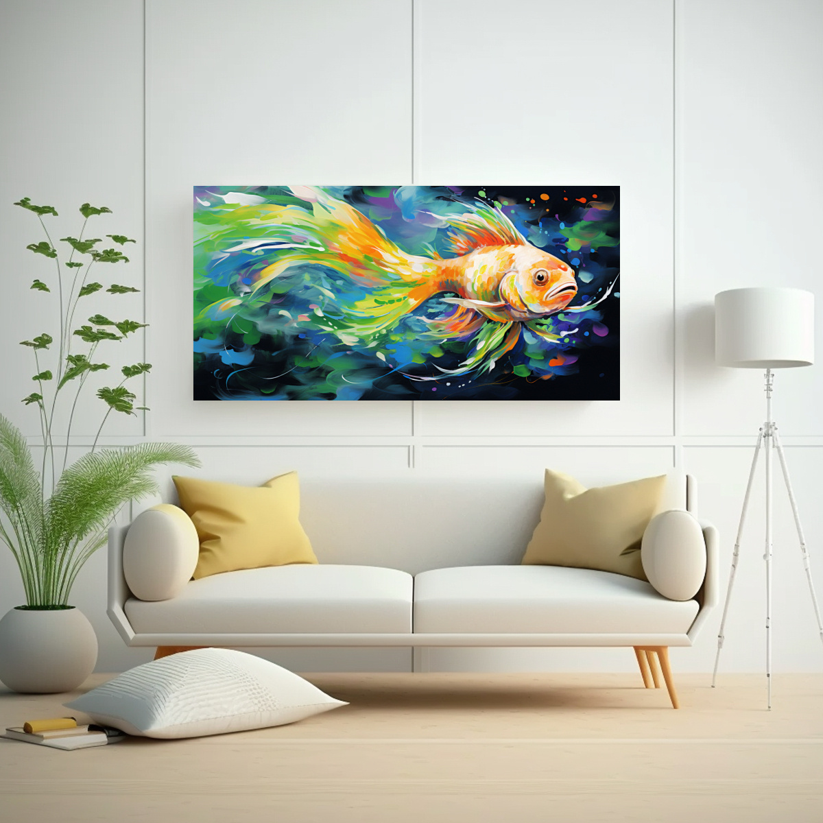 cuadro-expresion-riqueza-visual-peces-acuario-en-colores-arco-ris-y-verde-arte-pop-neo-1