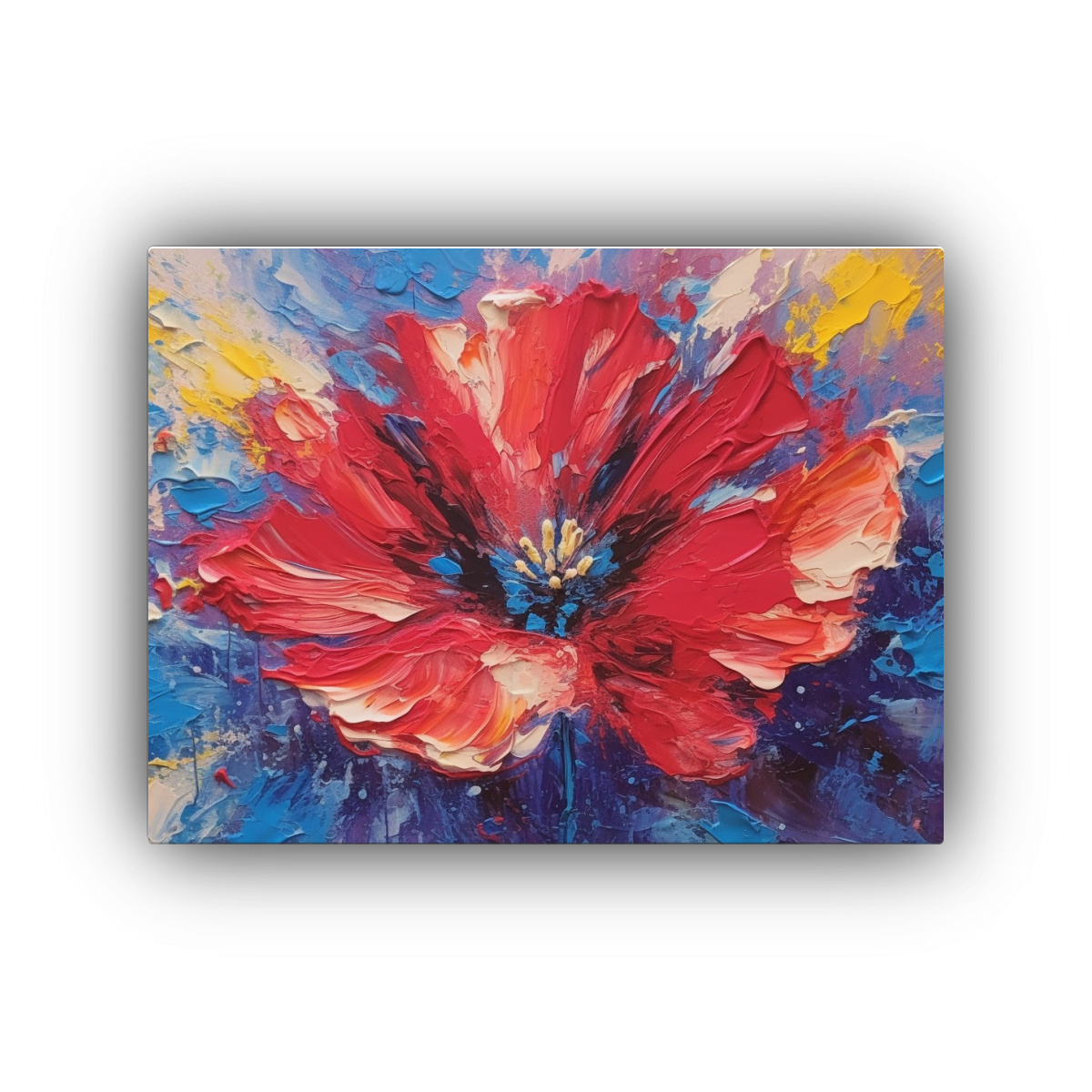 cuadro-floral-azul-sobre-fondo-rojo-al-estilo-de-mararte
