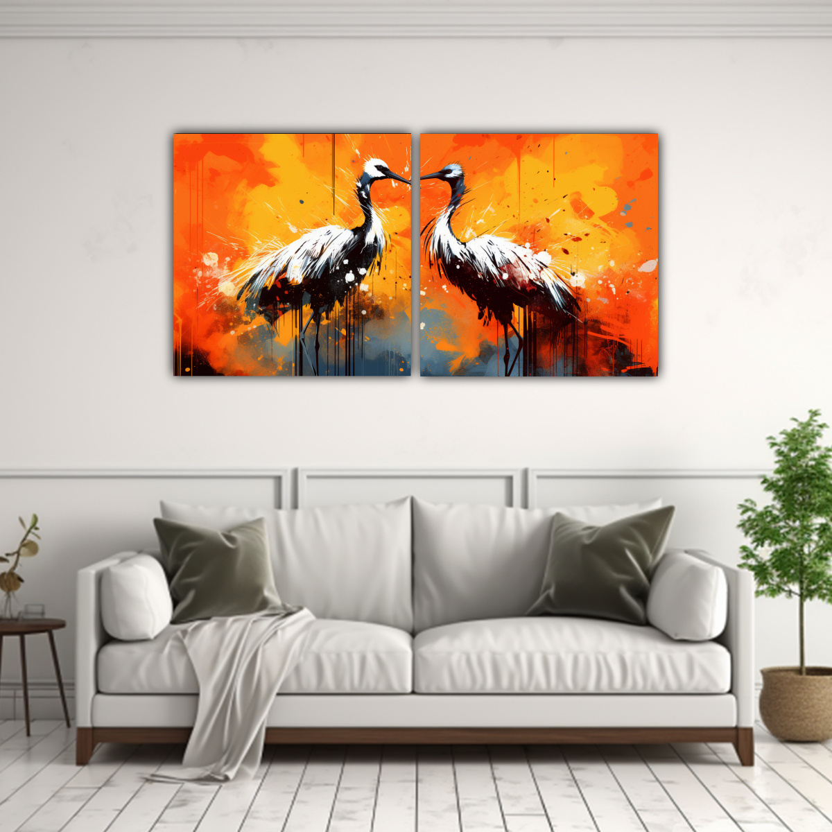 cuadro-fotograf-a-sim-trico-grullas-en-colores-naranja-arte-pop-neo-1