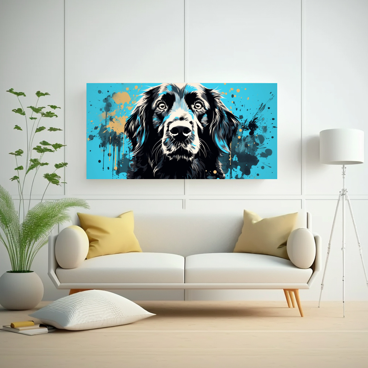 cuadro-horizontal-retriever-turquesa-y-negro-arte-pop-neo-1