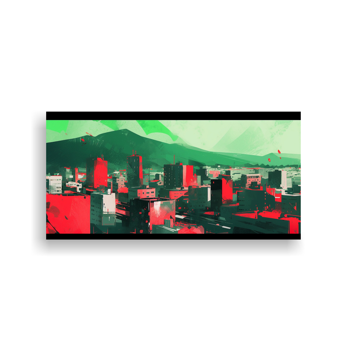 cuadro-impreso-santiago-en-chile-en-verde-y-rojo-estilo-neonoguilayout-