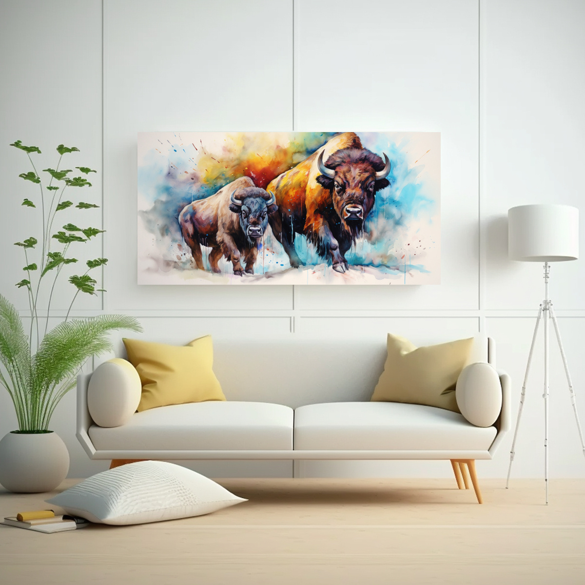 cuadro-inspiraci-n-habitaci-n-bison-buffalo-color-acuarelas-coloridas-deco-1