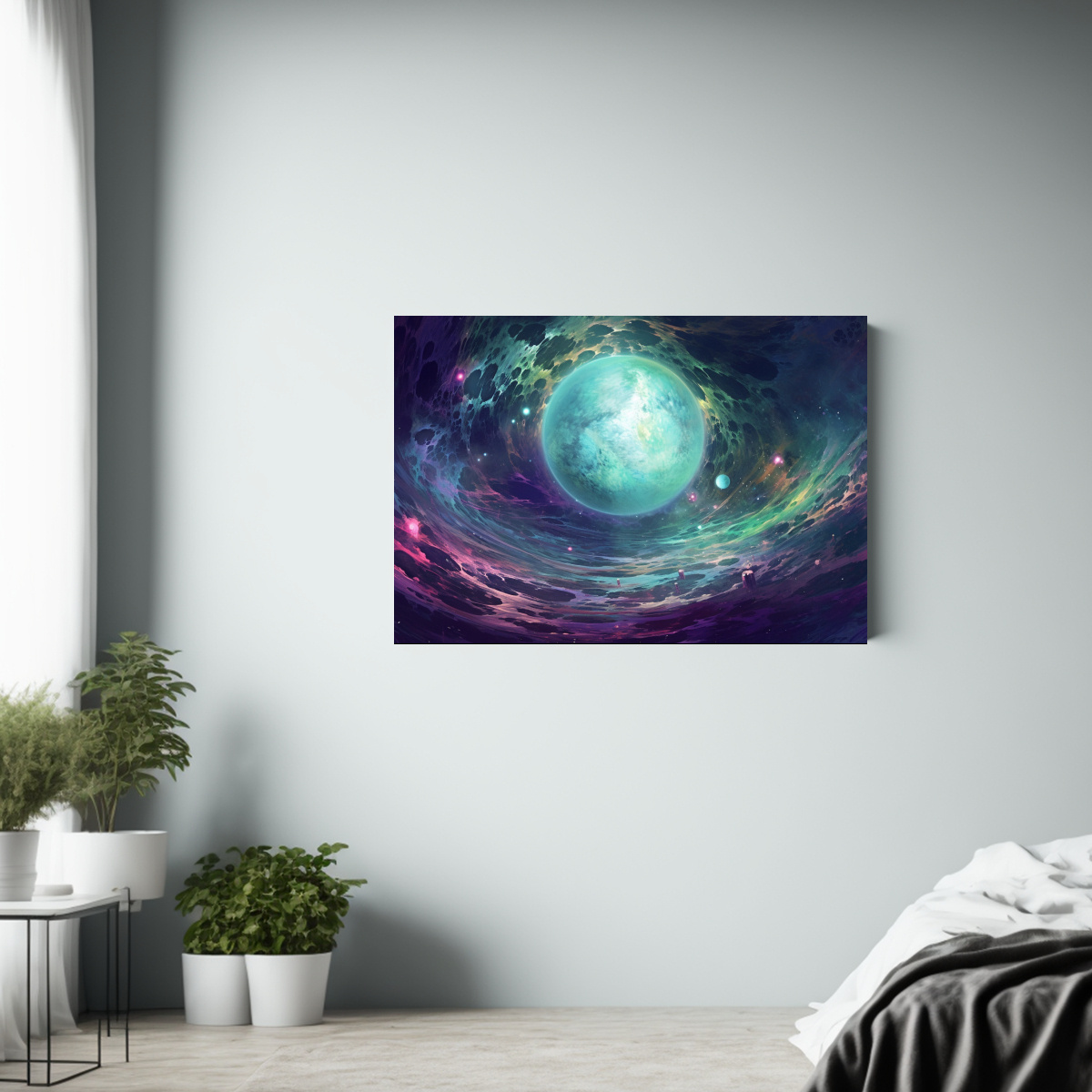 cuadro-lienzo-fotograf-a-enigm-tico-planeta-p-rpura-verde-burbujas-1