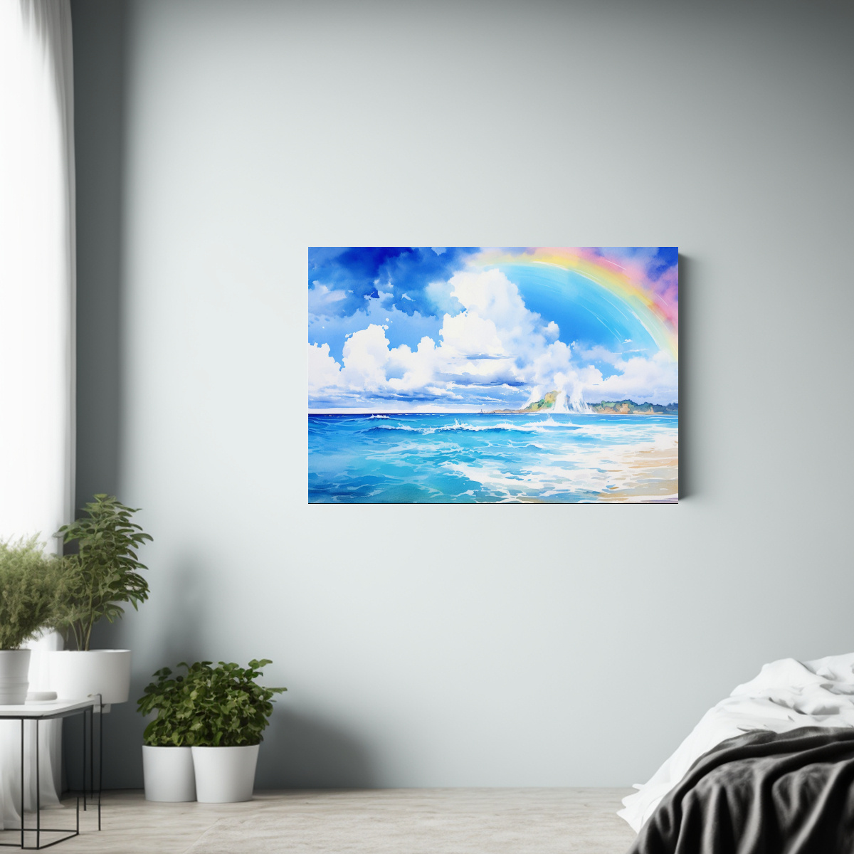 cuadro-mar-azul-con-olas-peque-as-y-arco-ris-sobre-el-mar-1