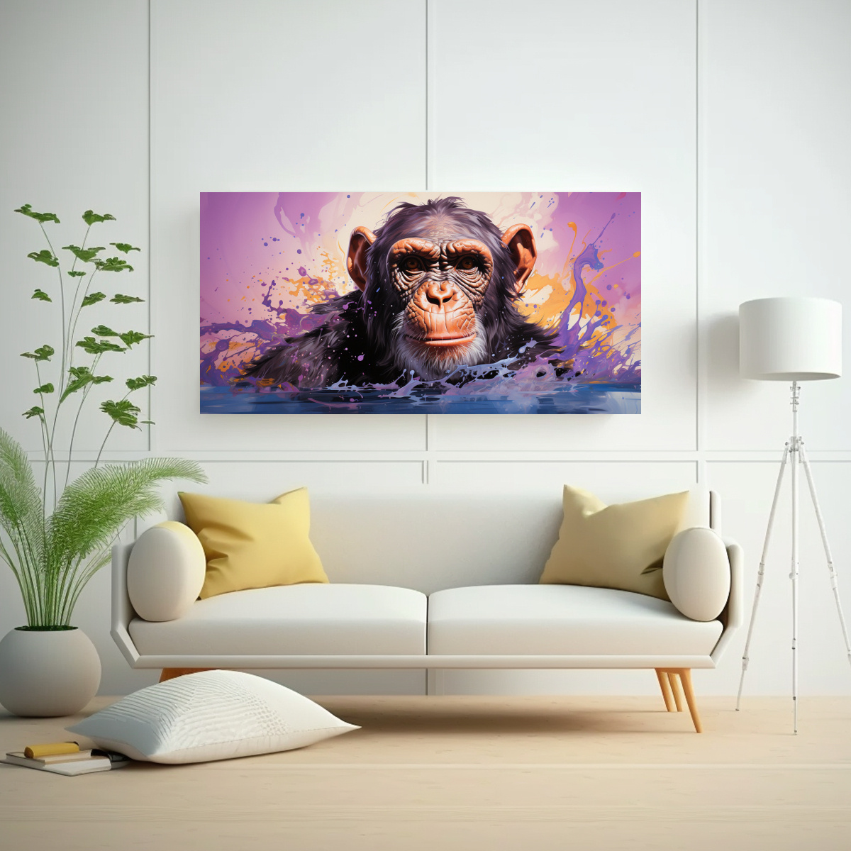 cuadro-moderno-chimpanc-en-colores-berenjena-y-malva-neo-pop-art-1