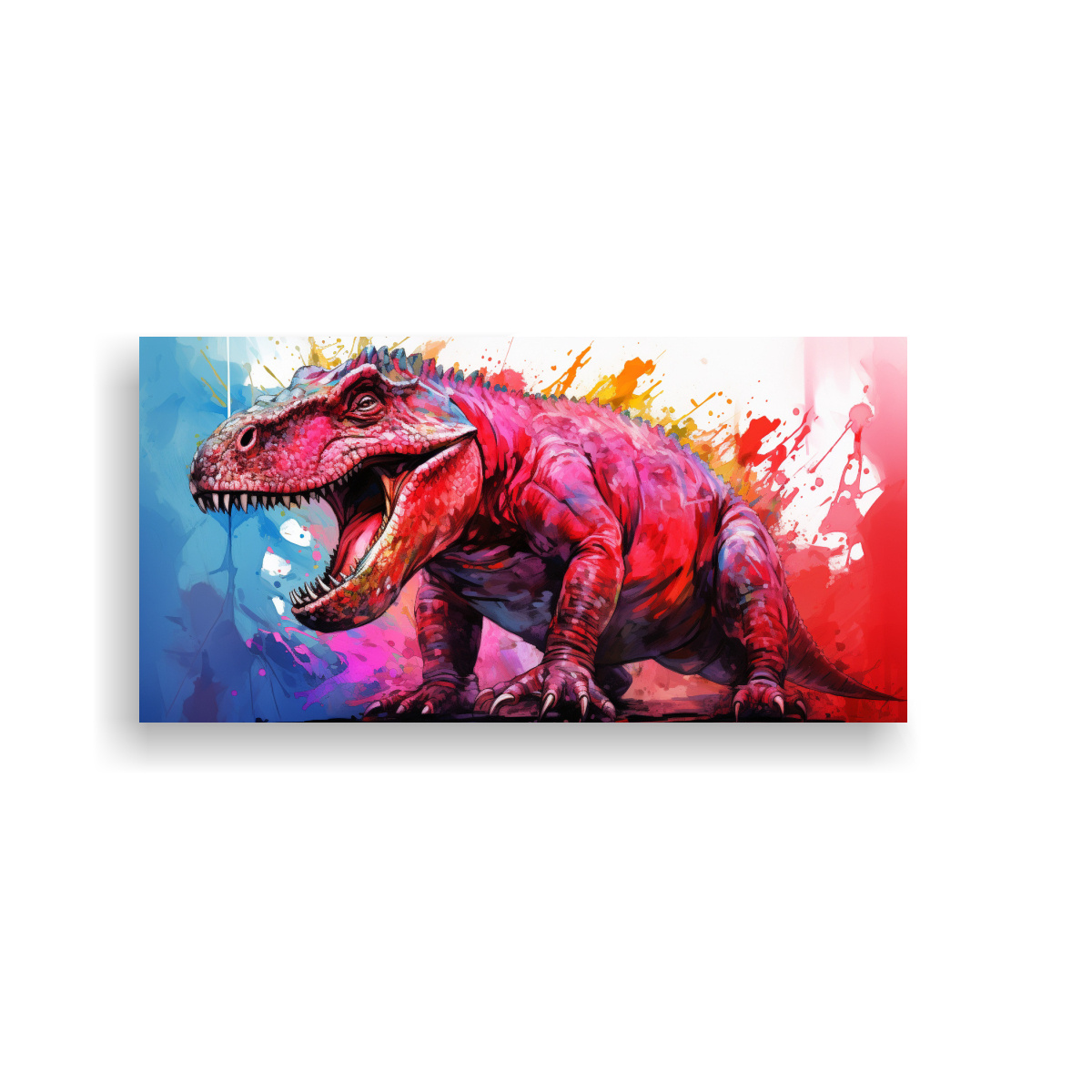 cuadro-moderno-contraste-iguanodon-en-colores-iridiscentes-y-cardenal