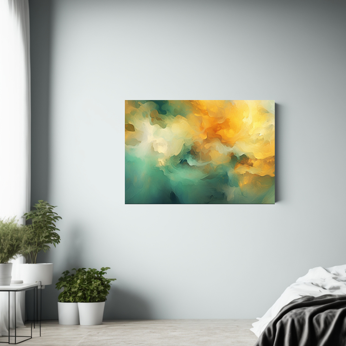 cuadro-moderno-nico-estilo-fantas-a-verde-y-dorado-con-fondo-acuarela-borroso-1