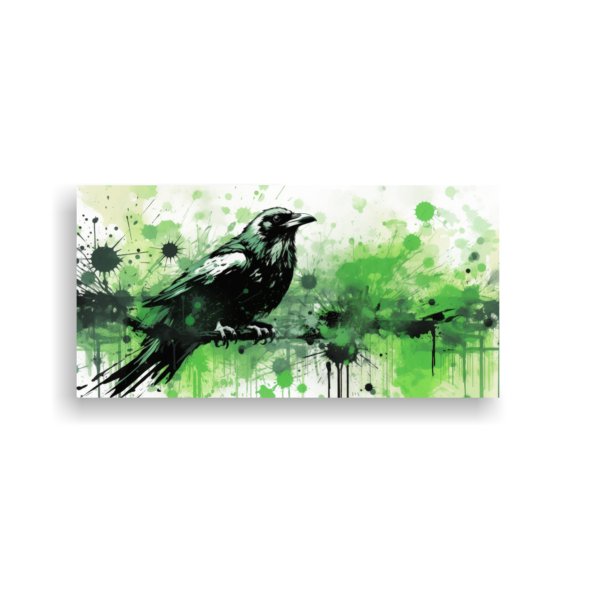 cuadro-nica-de-cuervos-y-cornejas-en-verde-y-blanco-neo-pop-arte