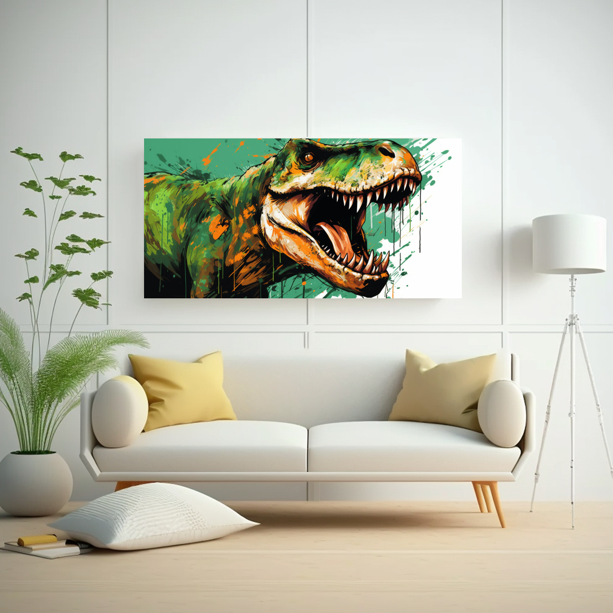 cuadro-poderoso-de-tyrannosaurus-rex-en-colores-esmeralda-y-topacio-neo-pop-1
