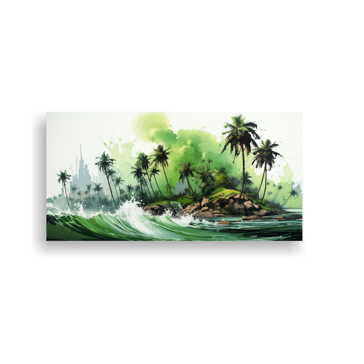 cuadro-surrealista-de-palmera-en-verde-y-negro