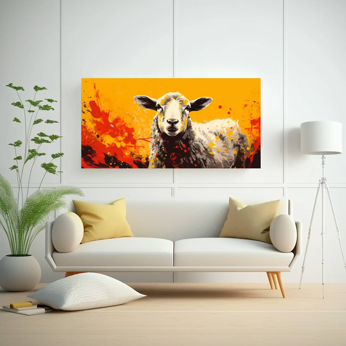 cuadro-tela-bastidor-detalle-oveja-naranja-y-dorado-arte-pop-neo-a-os-60-1