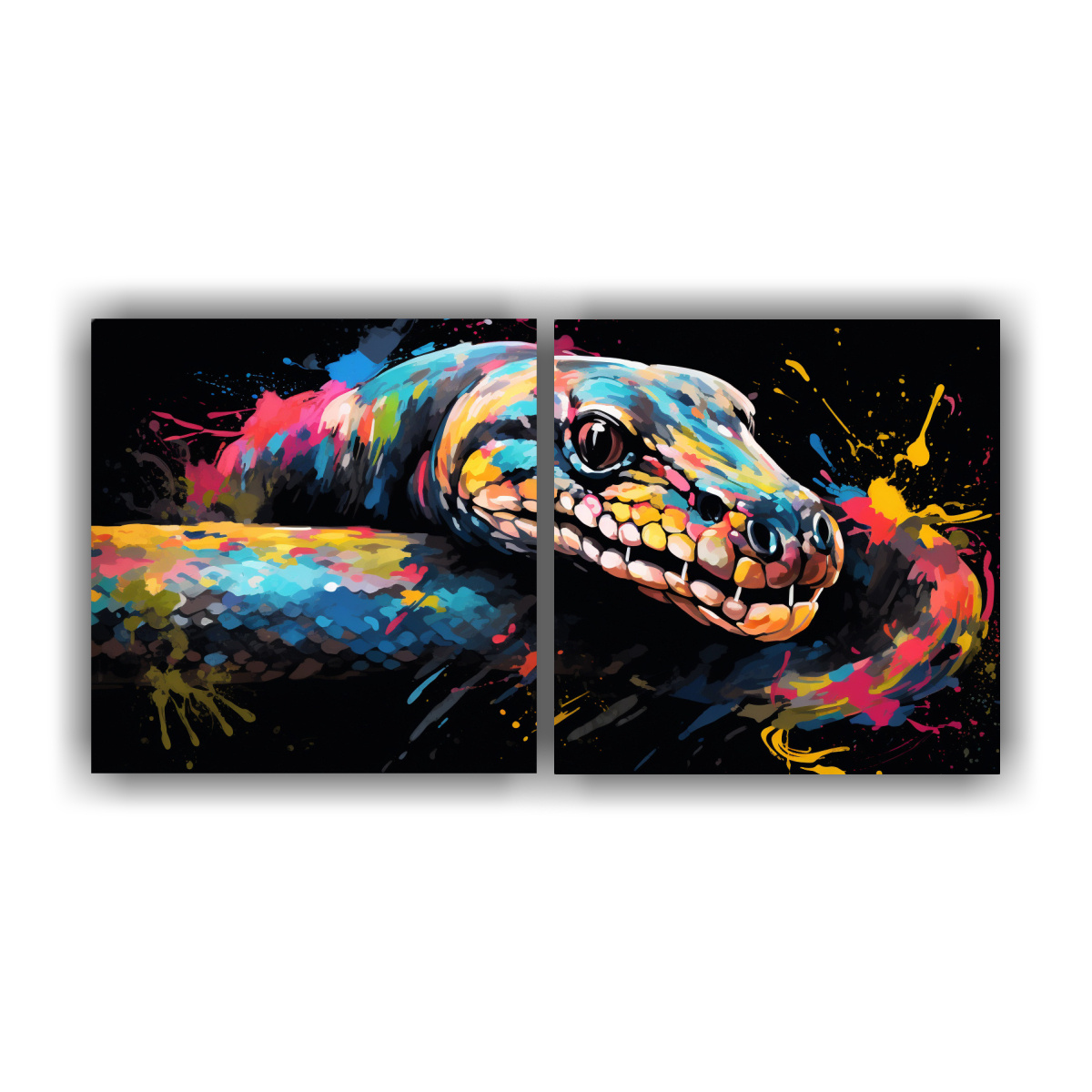 cuadro-tela-elegancia-boa-constrictor-arco-ris-y-negro-neo-pop