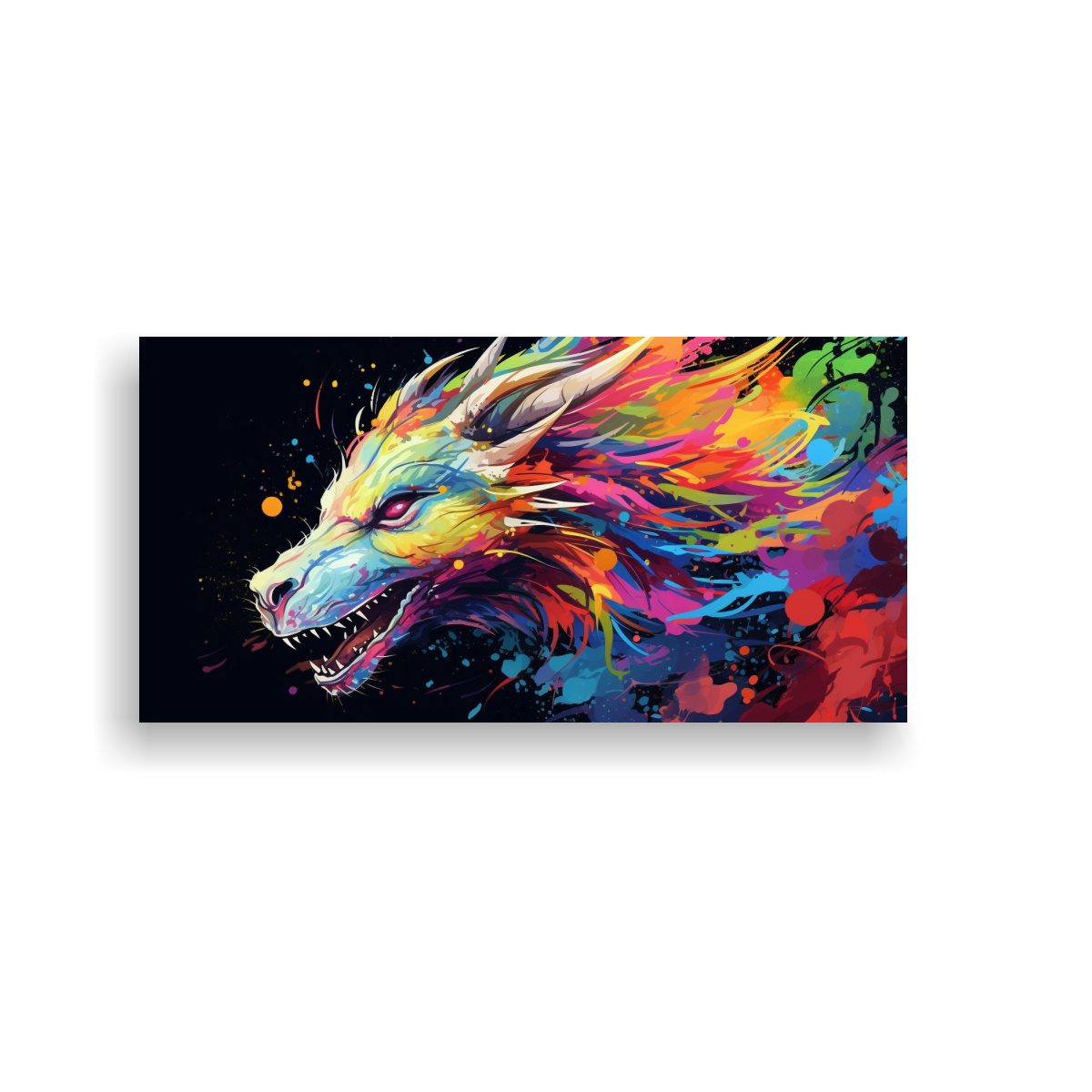 Cuadro Tela Movimiento Dragón Colores Arcoíris Estilo Neonoir Atmosfera Neo Pop