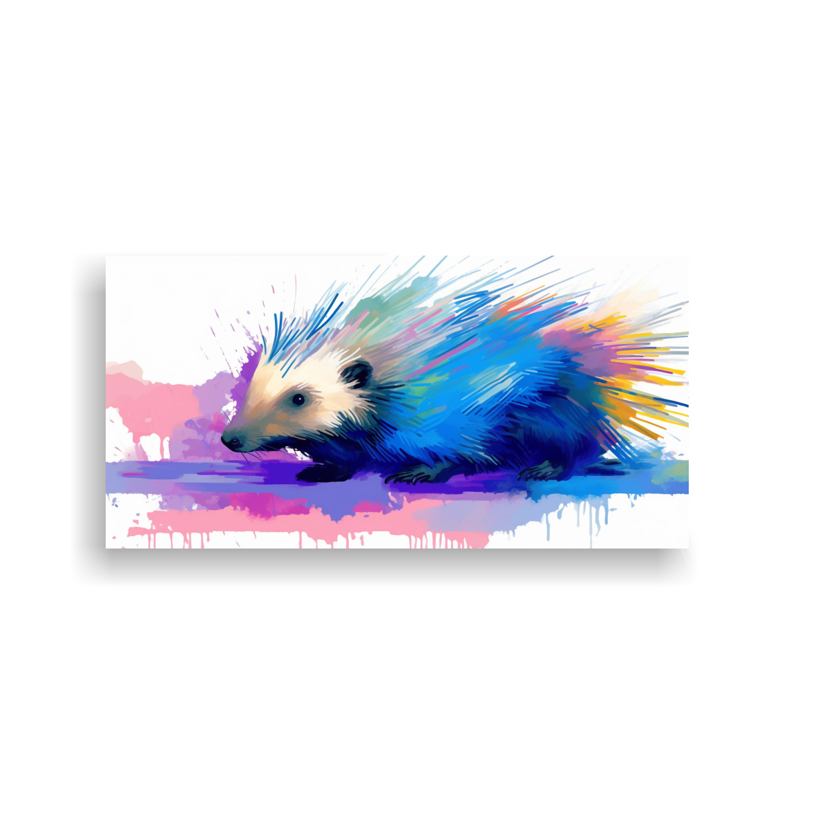 cuadro-tela-patr-n-porcupine-en-tonos-suaves-y-azul-intenso-neo-pop-art