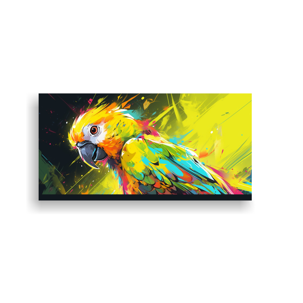 cuadro-tema-mural-un-loro-en-colores-vibrantes-y-amarillos-arte-neo-pop