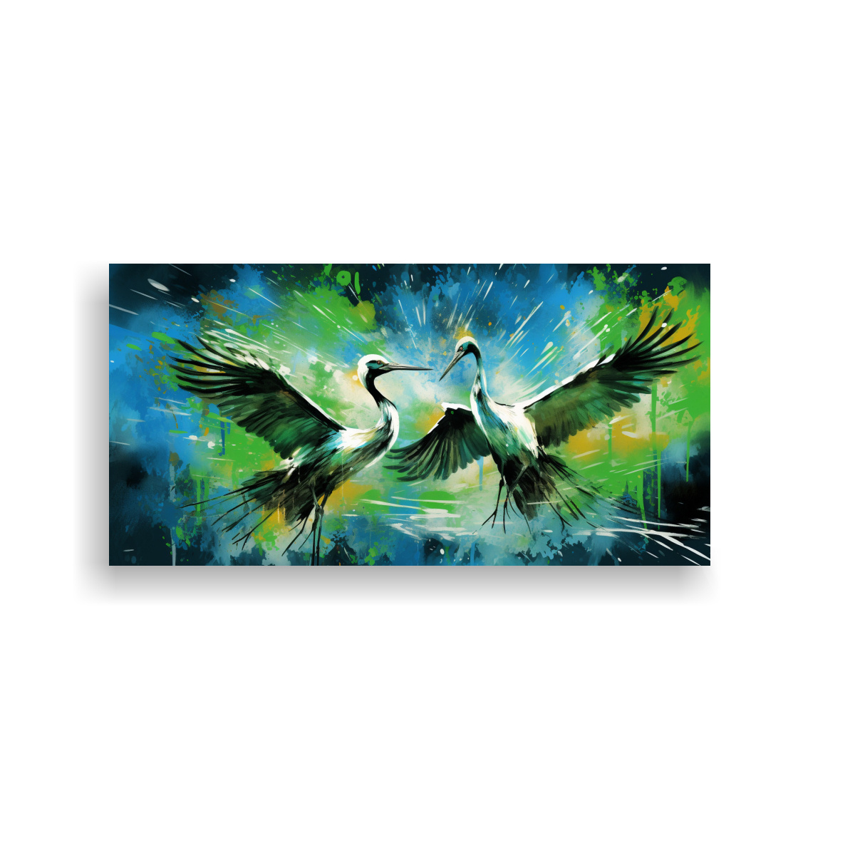 cuadros-abstractos-de-grullas-en-verde-y-azul-estilo-neo-pop-en-los-a-os-50-deco