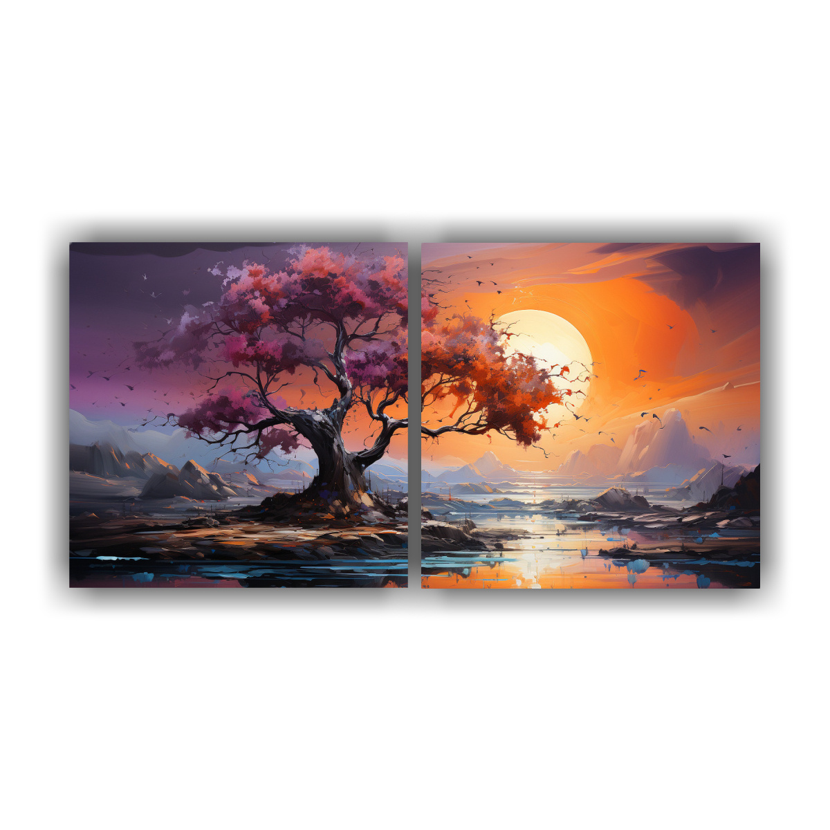 cuadros-abstractos-interiores-rbol-naranja-p-rpura-y-turquesa