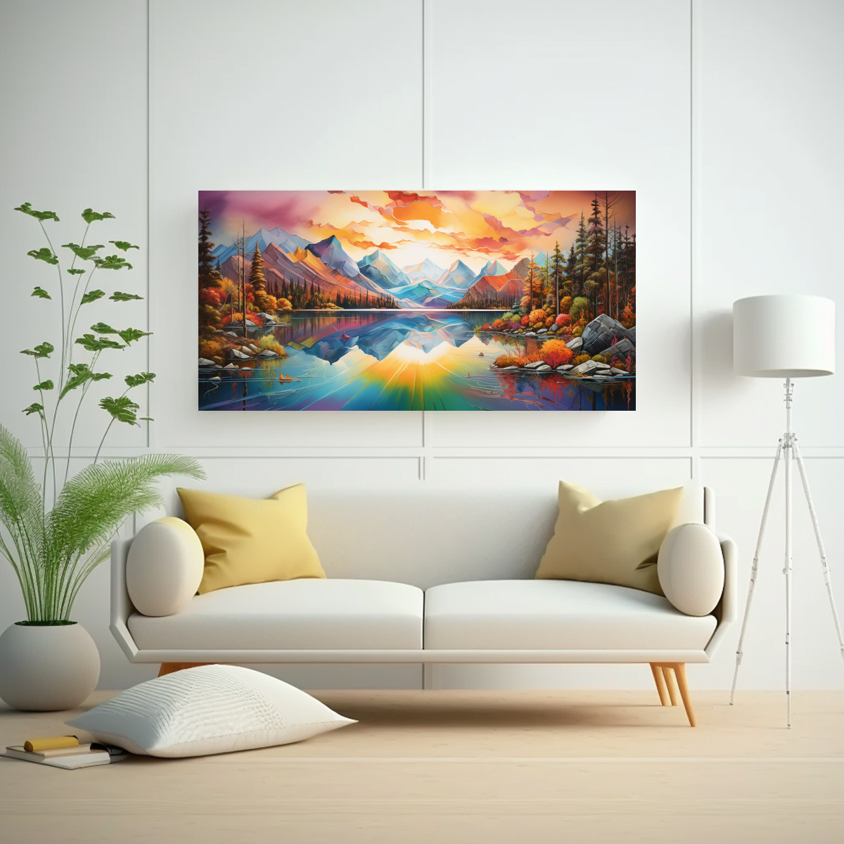 cuadros-de-arte-contempor-neo-urbano-en-lagos-y-monta-as-con-arco-ris-y-colores-naranjas-1