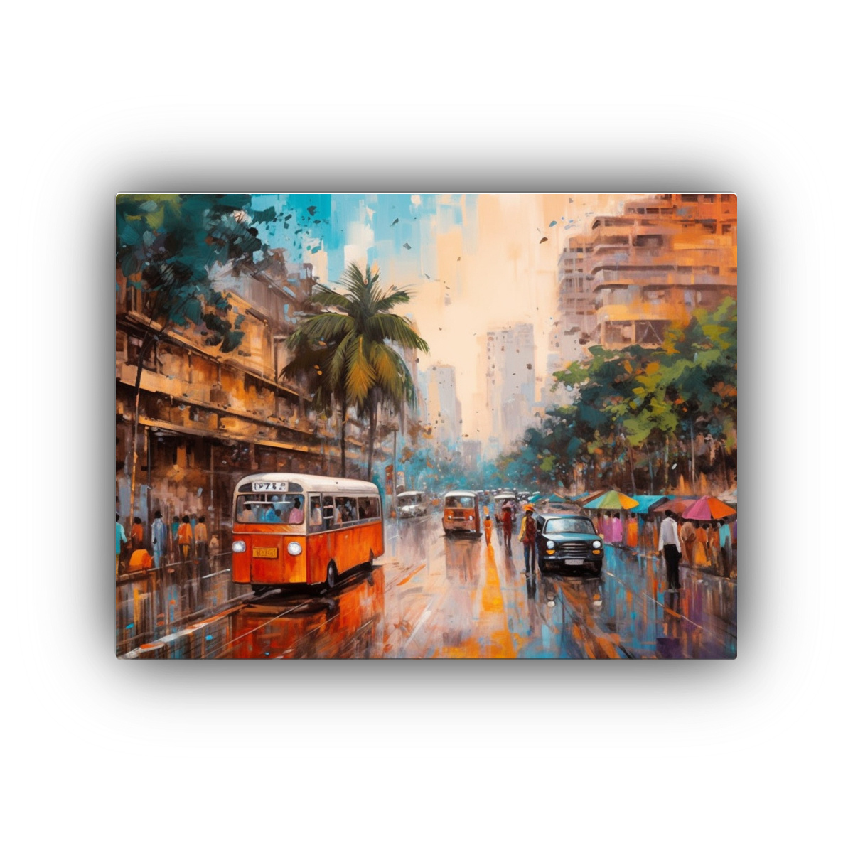 cuadros-de-decoraci-n-con-gente-coches-y-rickshaws-en-movimiento-