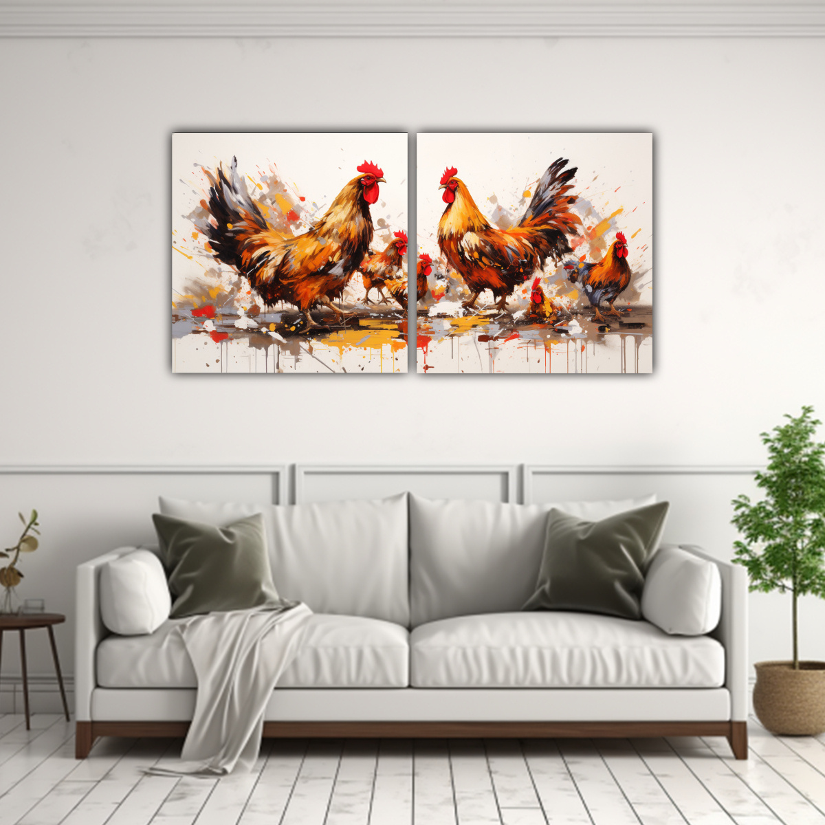cuadros-de-gallinas-y-gallos-en-colores-vibrantes-y-marrones-1