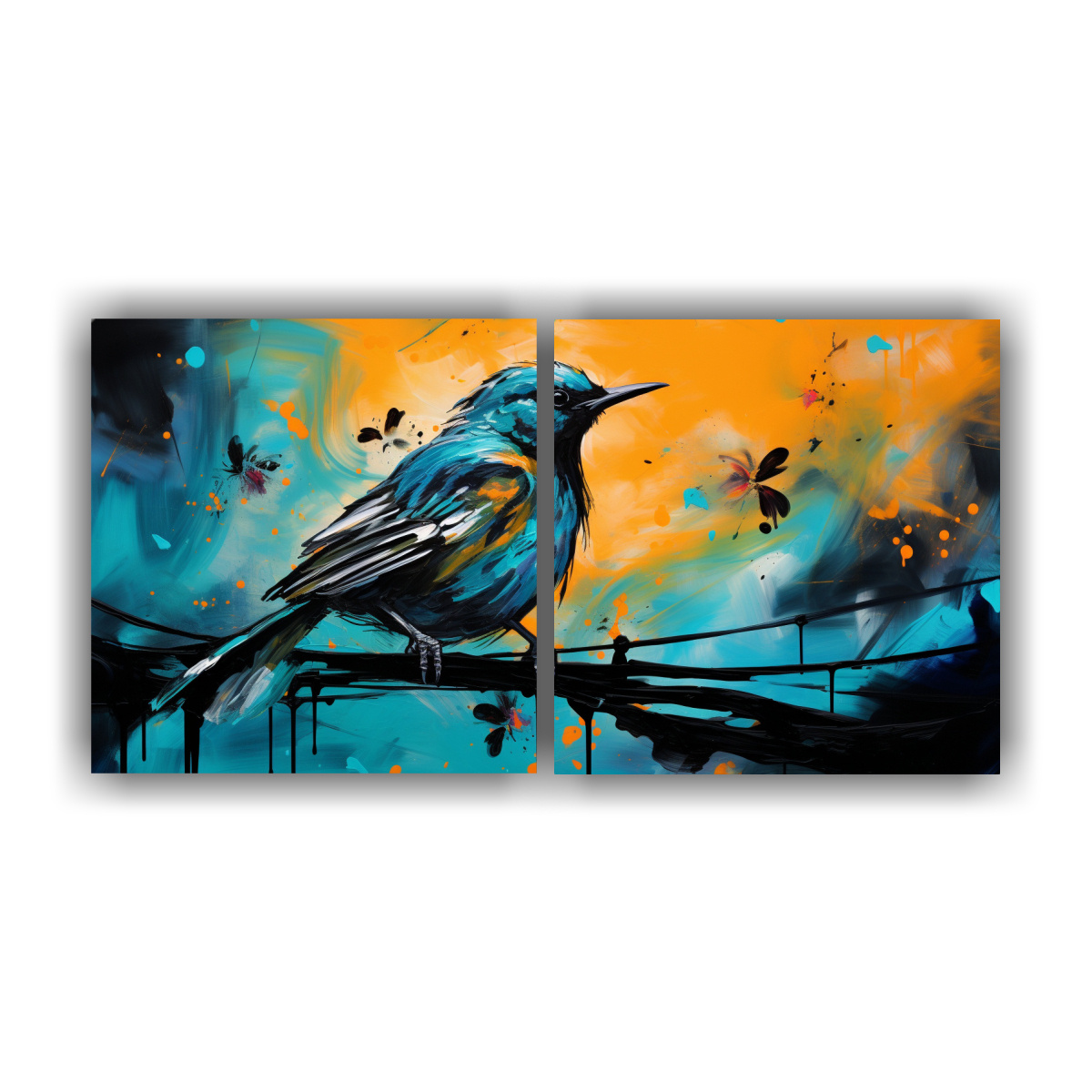 cuadros-de-pared-aves-en-turquesa-y-negro-arte-pop-neo