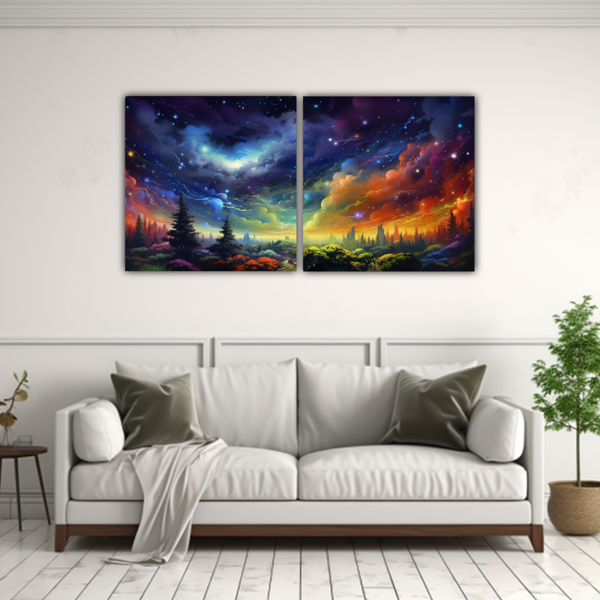 cuadros-de-tela-tem-tica-cielo-nocturno-con-arco-ris-y-colores-vibrantes-1