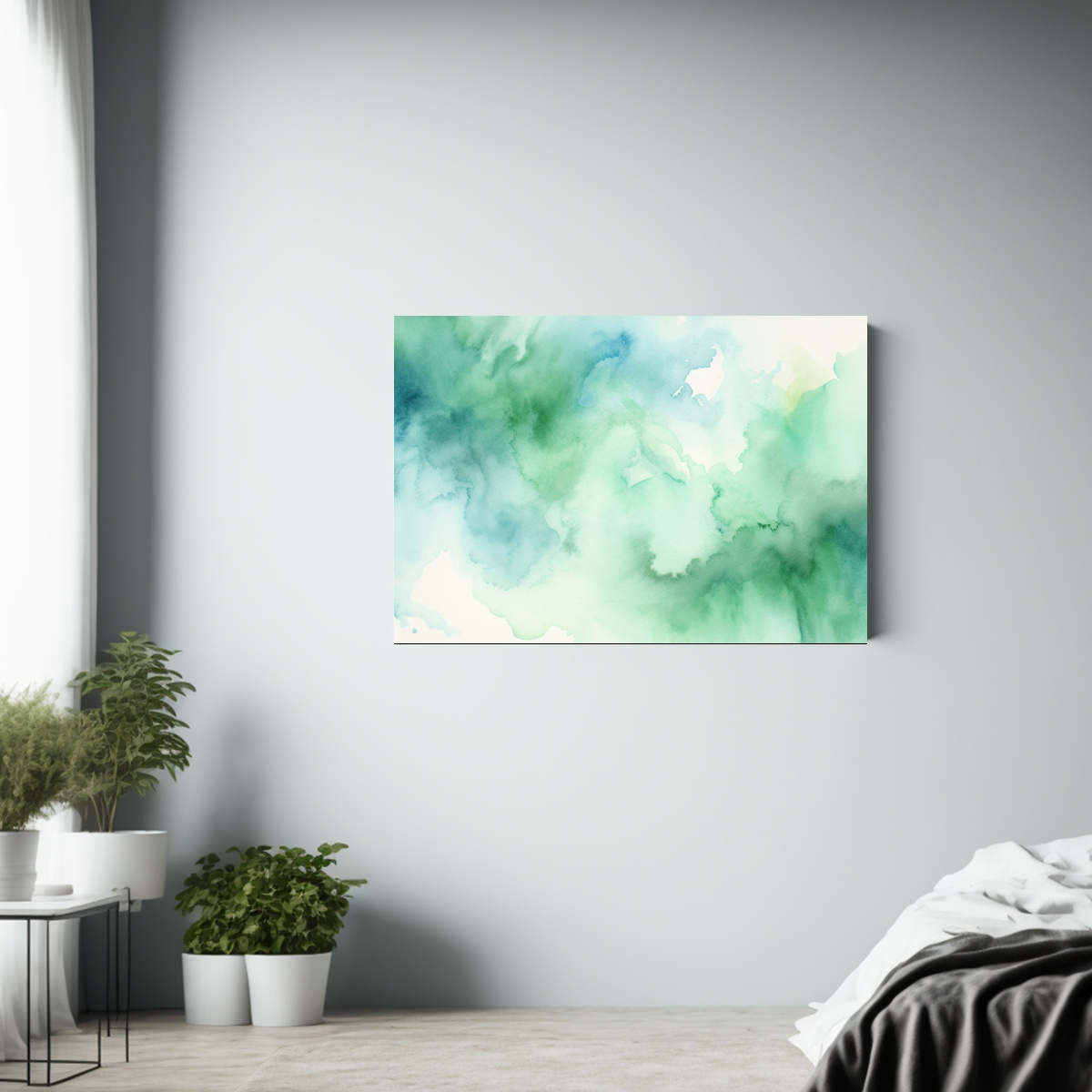 cuadros-decorativos-acuarela-en-bastidor-con-lavados-de-cian-y-verde-claro-1