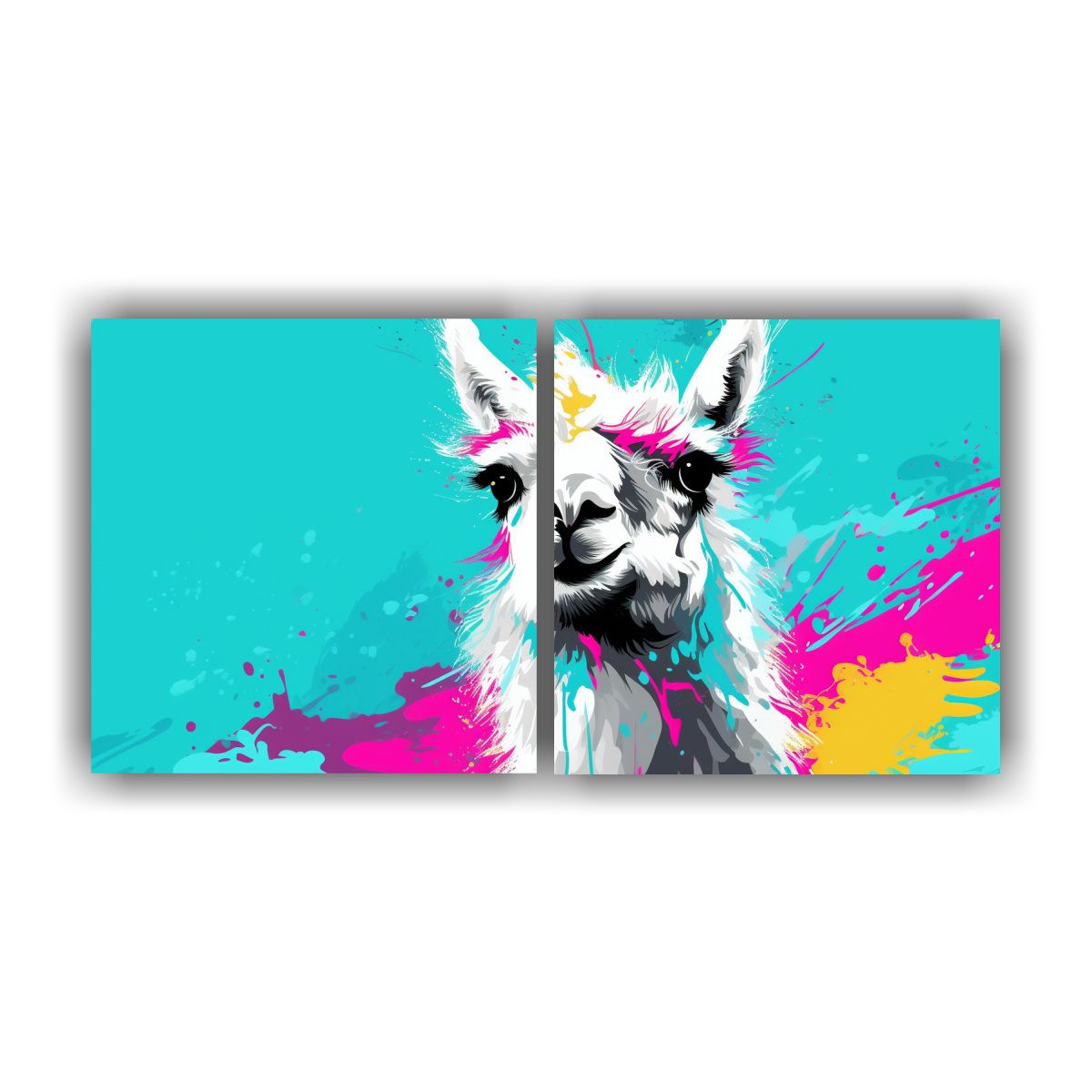 cuadros-decorativos-de-sala-en-colores-pastel-y-turquesa-estilo-neo-pop-art