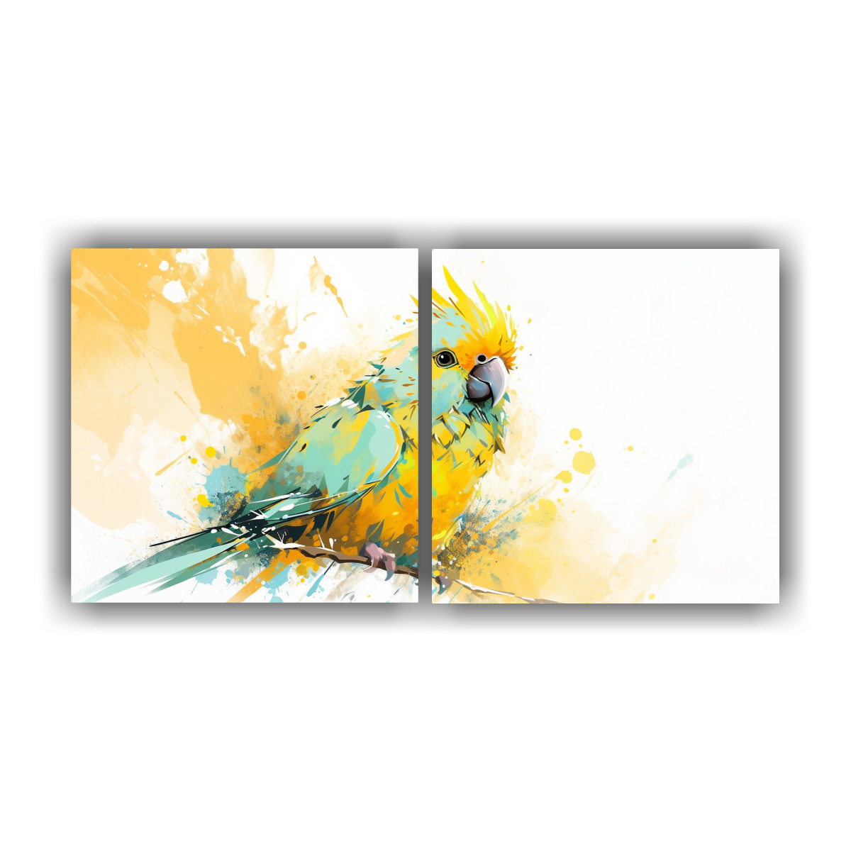 Cuadros Fantasía De Cacatúa En Turquesa Y Colores Golimad