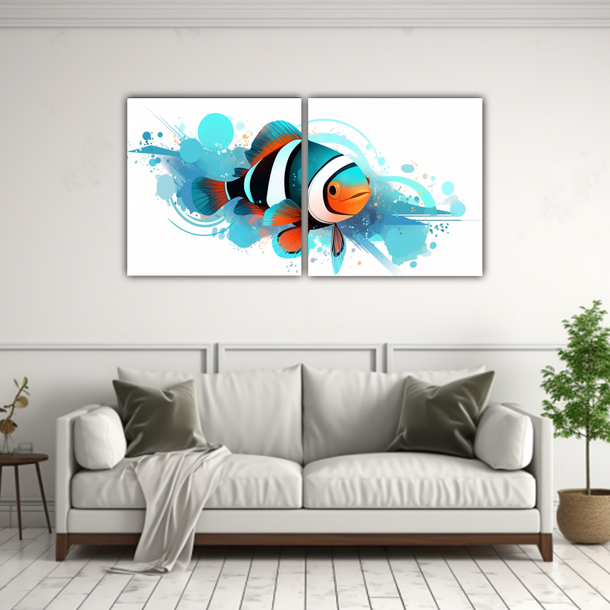 cuadros-forma-vida-pez-payaso-en-turquesa-y-azul-estilo-neo-popart-1