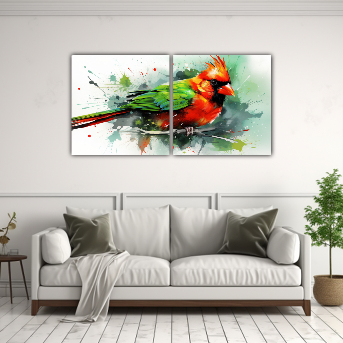 cuadros-fotograf-a-estilo-acardenal-en-acuarelas-y-colores-verdes-1