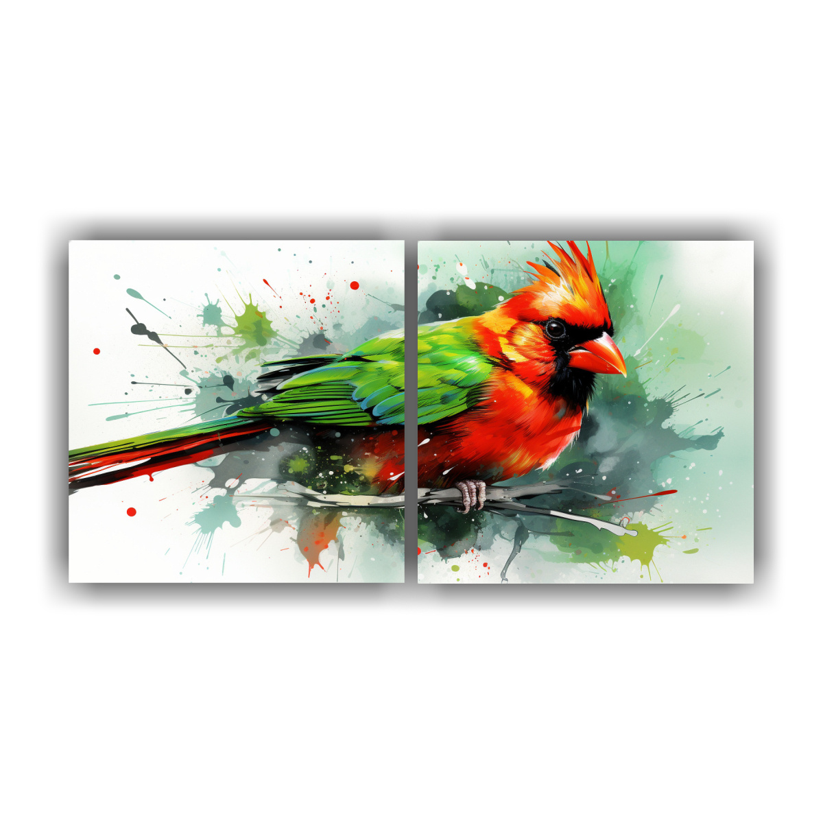 cuadros-fotograf-a-estilo-acardenal-en-acuarelas-y-colores-verdes