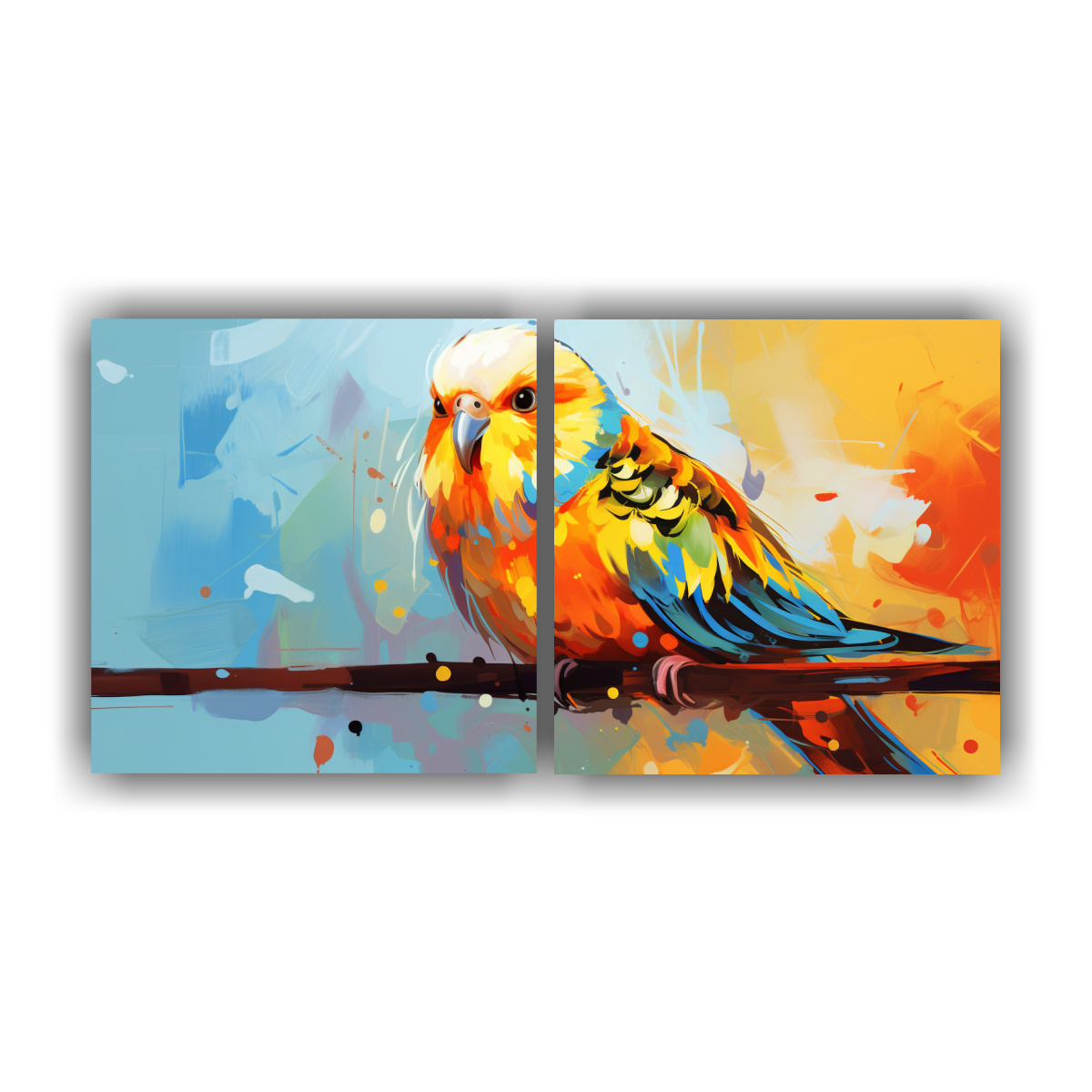 cuadros-inspiraci-n-escena-perico-amarillo-y-naranja-arte-pop-neo