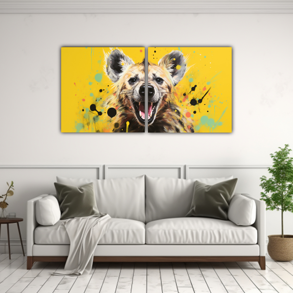 cuadros-lienzo-c-lido-hiena-pastel-y-amarillo-neo-pop-arte-decorativo-1
